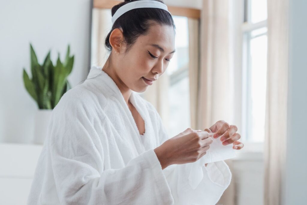 Woman relaxing during a self-care moment